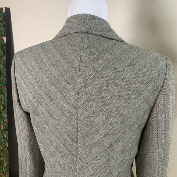 Classiques Entier Size 6 Blazer Jacket Gray Rust Pumpkin Stripe Career Office - Picture 12 of 16
